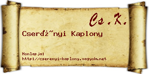 Cserényi Kaplony névjegykártya
